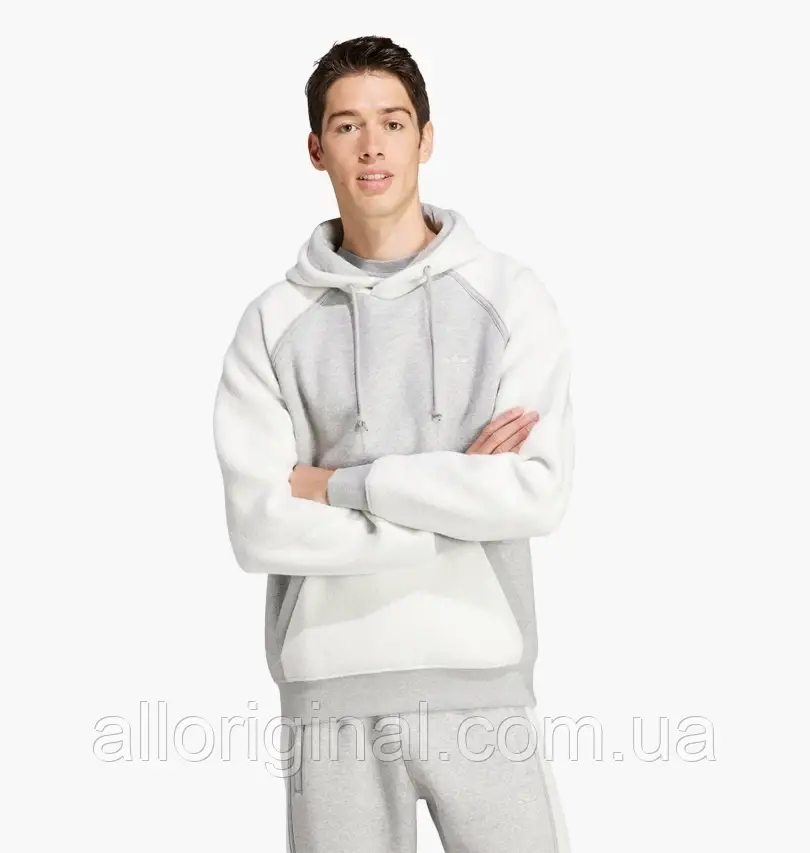 AllOriginal com ua Худі Adidas Essentials+ Trefoil Reverse Material Hoodie White/Grey IM4449 РОЗМІРИ ЗАПИТУЙТЕ
