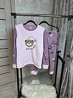 Женский фиолетовый костюм для дома Теплый домашний костюм пижама женская зимняя Seli Жіночий фіолетовий костюм