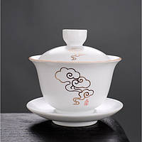 Гайвань, керамической гайвань, гайвань мирное облако 150мл,посуда из трех предметов,чашки, крышечки и блюдца