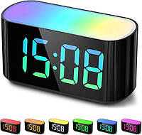 Дитячий будильник DOUMOSH з нічником RGB, регулятором яскравості 0-100%, кольоровим дисплеєм,
