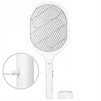 Електрична Ракетка Мухобійка пастка Mosquito Killer акумуляторна перезаряджається з USB 800 мАч і з функцією UV-лампа Білий