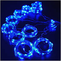 Гирлянда леска штора (Лучи росы) ZABI-12 B 3*2 м, с USB и пультом, синяя Seli Гірлянда волосінь штора (Промені