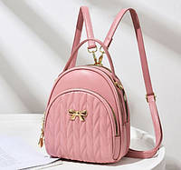 Женский рюкзак сумка 2 в 1 городской прогулочный рюкзачок Розовый Seli Жіночий рюкзак сумка 2 в 1 міський