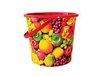 Ведро пищевое 10л пластик с рисунком красный, фрукты ТМ ПОЛИМЕРАГРО OS