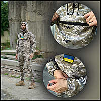 Комплект анорак Terra светлый пиксель с липучкой + штаны, военный костюм с комплектом защиты Voїn
