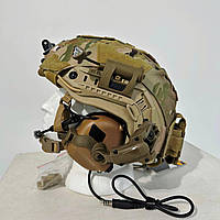Комплект шлем койот Wendy PE NIJ IIIA + наушники Earmor M31/M32 + кавер с противовесом + крепление Чебурашки