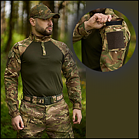 Кофта Ghost мультиком + хаки, тактические боевые рубашки УБАКС UBACS, форма мультикам, рубашка всу Voїn