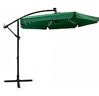 Широкий садовый зонт с подсветкой LED для дачи для сада на 6 спиц Bonro B-7218LP до 3 м в диаметре зеленый