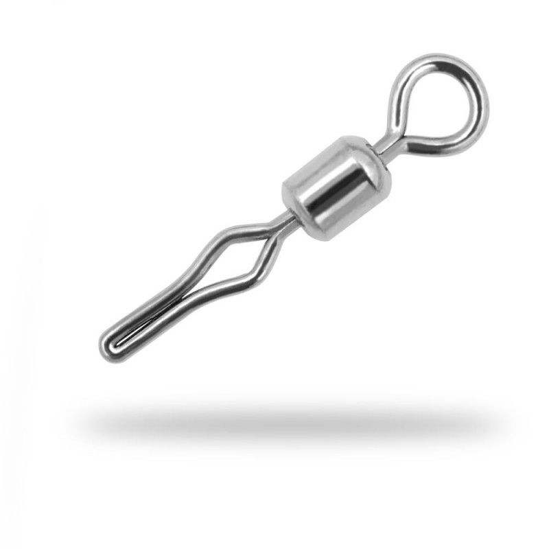 Застежка для рыбалки быстросъемная с вертлюгом Gurza Rolling swivel/Line clip №8 10шт, фото 1