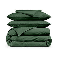 Євро ліжко сатин із простирадлом на гумці GREEN Cosas Зелений 200х220 см