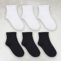 Базовые женские носки средней высоты 6 пар Белые/Черные хлопок размер 35-38