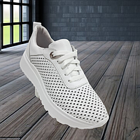 Остання пара! 37 Жіночі кросівки Massimo кожані з перфорацією літні Білі