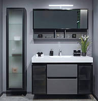 Черный комплект мебели для ванной 120 см Barbados 3 Fancy Marble