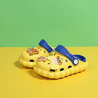 Кроксы детские Eva с джибитсами и съемной стелькой Кремез Собачий Патруль, желто-синие Крепыш