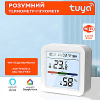 Умный Wi-Fi датчик температуры и влажности воздуха с подсветкой, wifi термометр, гигрометр Tuya SmartLife,