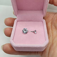 Пірсинг у пупок навела медична сталь класична сережка з цирконами "Алмази" в оксамитовому футлярі