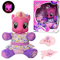 Игрушка пони Пинки Пай Lovely Pony 20 см с аксессуарами звуками и подсветкой головы Фиолетовый (60532)