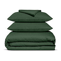 Полуторная постель сатин с простыней на резинке FOREST Cosas Зеленый 160х220 см