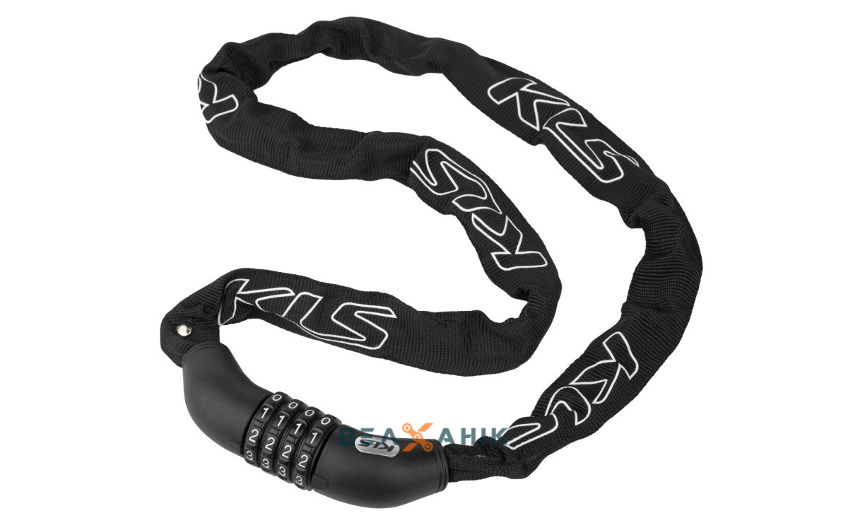 Замок кодовий 4х1000 мм KLS Chainlock ланцюговий чорний, фото 1