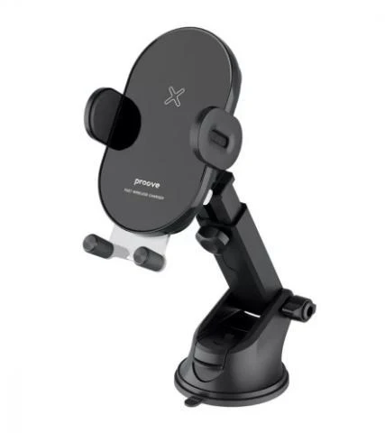 Автомобільний тримач для телефону бездротовою зарядкою Автотримач Proove Rounded Energy 15W Black