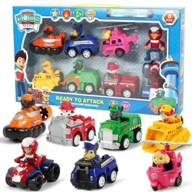 Щенячий патруль з машинками ігровий набір фігурки Dog Paw Patrol-7 штук 8см