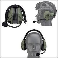 Балістичні тактичні навушники оливкові для шолома hd-16, активні військові, навушники для артилерії Voїn