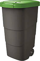 Бак для мусора Prosperplast Wheeler 110 л, антрацит, зеленая крышка (5905197462912)(17765723921756)