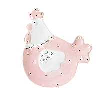 Тарелка керамическая Курица Пасха 6791 23х20 см розовая b