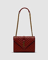 _xD83D__xDC8E_ Yves Saint Laurent Envelope Medium In Quilted Grain De Poudre Embossed Leather Burgundy 24 х 19