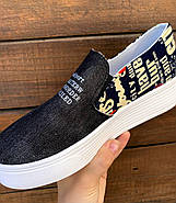 Стильні мокасини жіночі синього кольору текстиль, взуття на кожен день, 36-41, фото 3