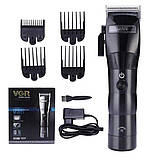 Машинка для стрижки волосся акумуляторна VGR-V-011 4 насадки Чорна, фото 6