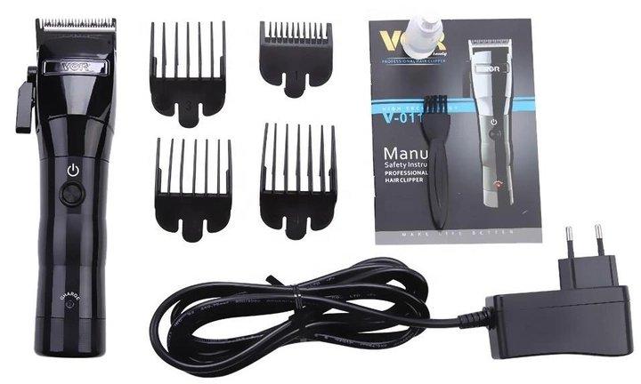 Машинка для стрижки волосся акумуляторна VGR-V-011 4 насадки Чорна, фото 1