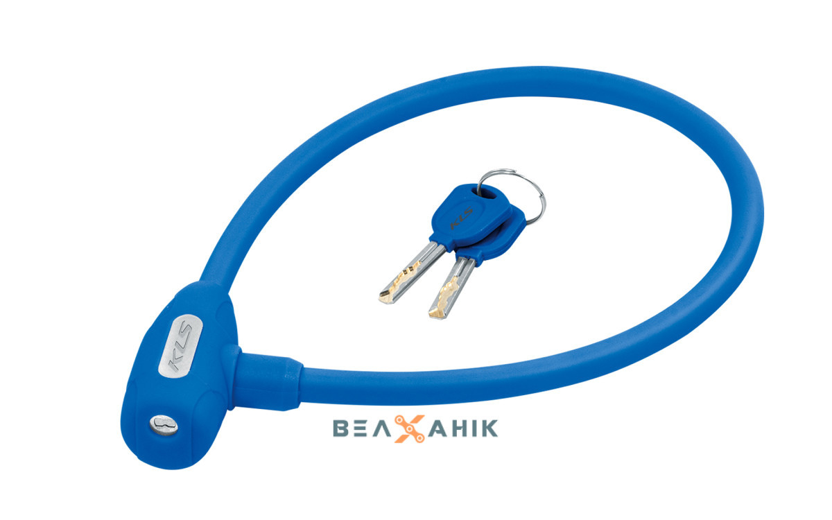 Замок на ключі 12x650 мм KLS Jolly тросиковий синій, фото 1