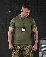 Тактична футболка поло ЗСУ чоловіча олива хакі військова футболка з липучками потовідвідна армія поло