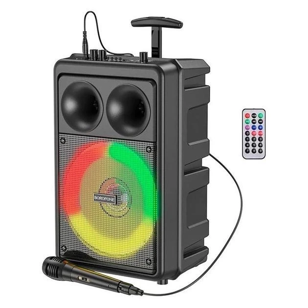 Портативна бездротова колонка Bluetooth акустика з мікрофоном BOROFONE Dancing BP9 | BT5.0, AUX/FM/TF/USB, 10W | Чорний, фото 1