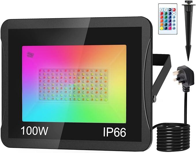 Прожектор NATPOW RGB 100 Вт. Вуличний світильник із дистанційним керуванням
