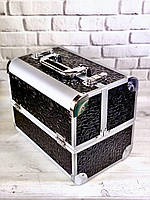 Бьюти-кейс: алюминиевый чемодан с ключом для мастеров (черный ромб)