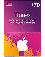 ITunes Gift Card 70$ для App Store код сертификат карта пополнения счета 70 долларов iTunes Store и AppStore