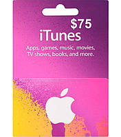 ITunes Gift Card 75$ для App Store код сертификат карта пополнения счета 75 долларов iTunes Store и AppStore