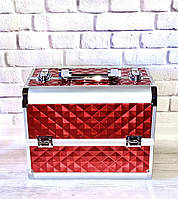 Бьюти-кейс: алюминиевый чемодан с ключом для мастеров (красный)