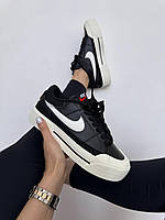 Женские кроссовки NIKE COURT LEGACY BLACK/WHITE premium найк кожа 37