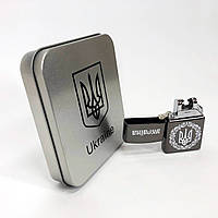 Дуговая электроимпульсная USB зажигалка Украина (металлическая коробка) HL-447. PD-204 Цвет: черный