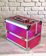 Бьюти-кейс: алюминиевый чемодан с ключом для мастеров (ярко-розовый)