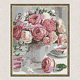 Алмазна мозаїка/вишивка Рожеві півонії у вазі 40*50 см Орігамі OD 3069, фото 4