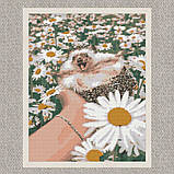 Алмазна мозаїка/вишивка Їжачок у ромашках 40*50 см Орігамі OD 3086, фото 5