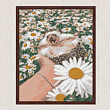 Алмазна мозаїка/вишивка Їжачок у ромашках 40*50 см Орігамі OD 3086, фото 7