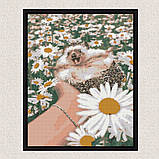 Алмазна мозаїка/вишивка Їжачок у ромашках 40*50 см Орігамі OD 3086, фото 6
