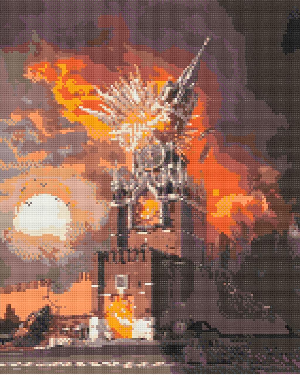 Алмазна мозаїка/вишивка Палаючий кремль 40*50 см Орігамі OD 3215