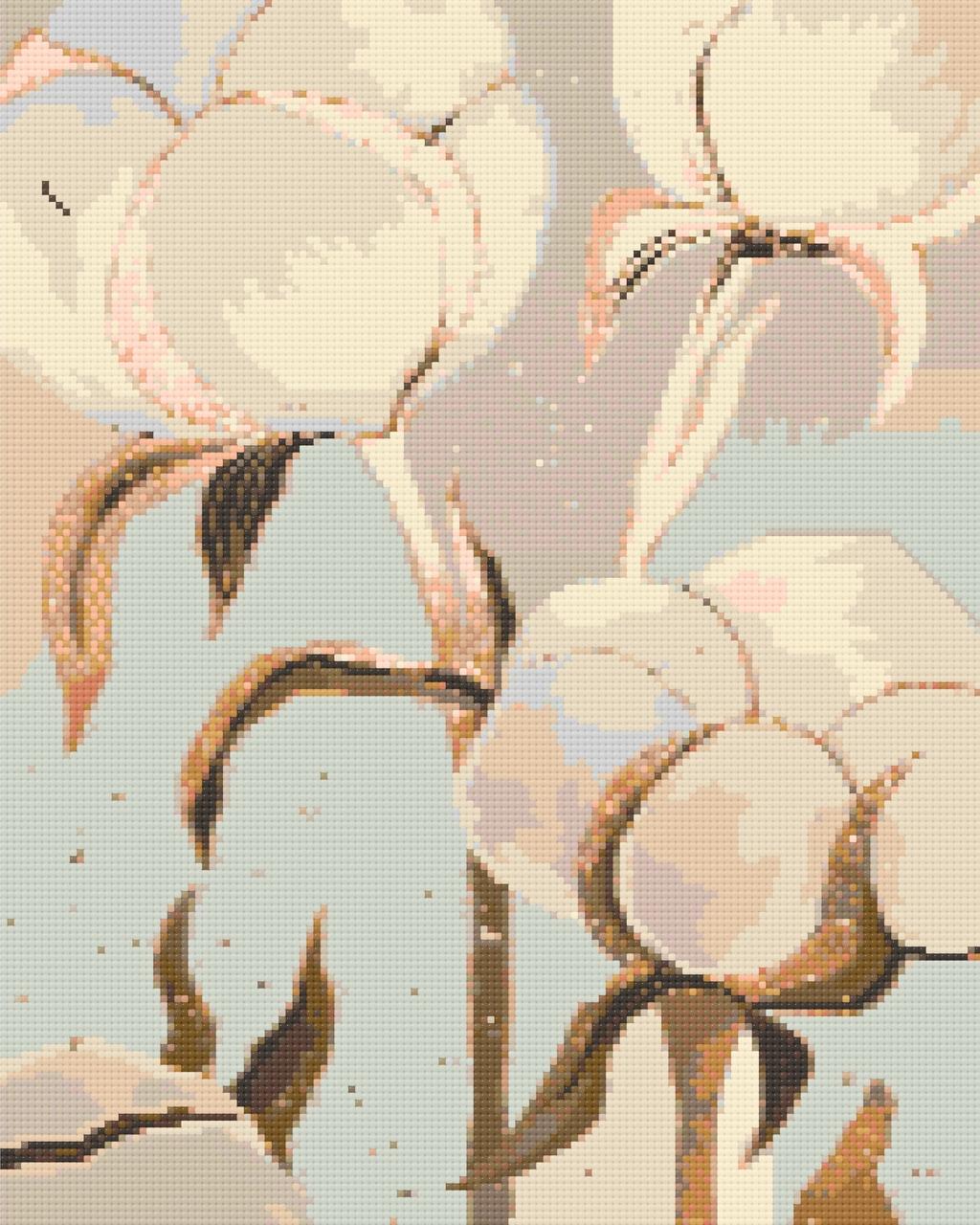 Алмазна мозаїка/вишивка Квіти бавовни 40*50 см Орігамі OD 30440, фото 1