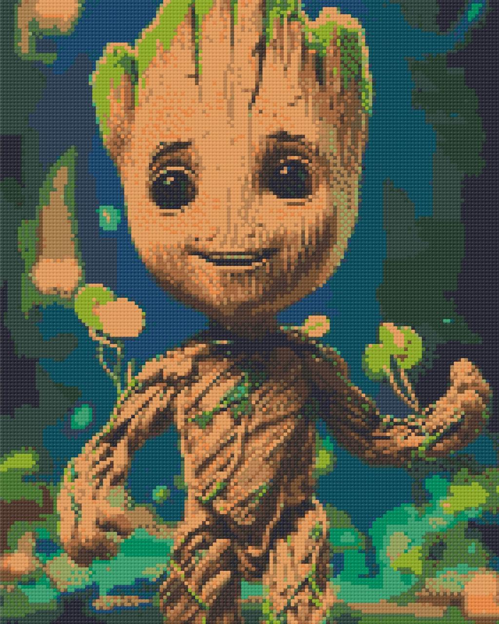 Алмазна мозаїка/вишивка Вартові Галактики. Малюк Грут 40*50 см Орігамі OD 30940, фото 1